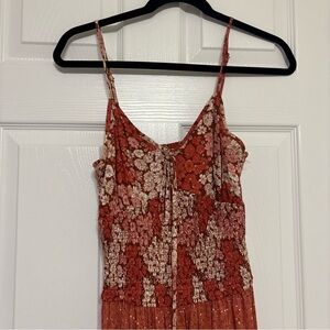Band of Gypsies Orange, Red, and Pink Floral Patterned Sun Dress Size Small